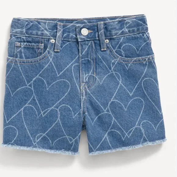 Printed High-Waisted Frayed-Hem Jean Shorts for Girls | Old Navy - Picture 1 of 2